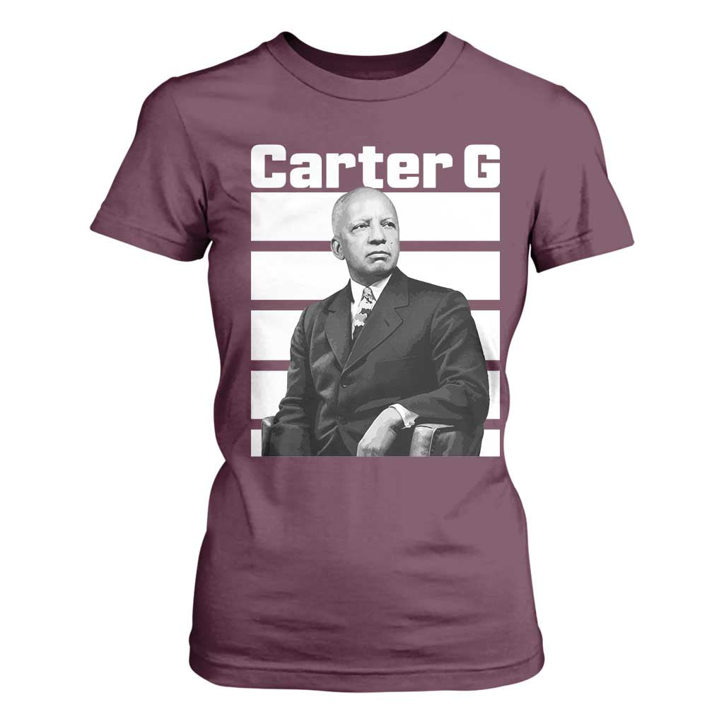 Inspiring Father of Black History Icon Portrait T Shirt For Women Carter G Civil Rights Legacy Supporter