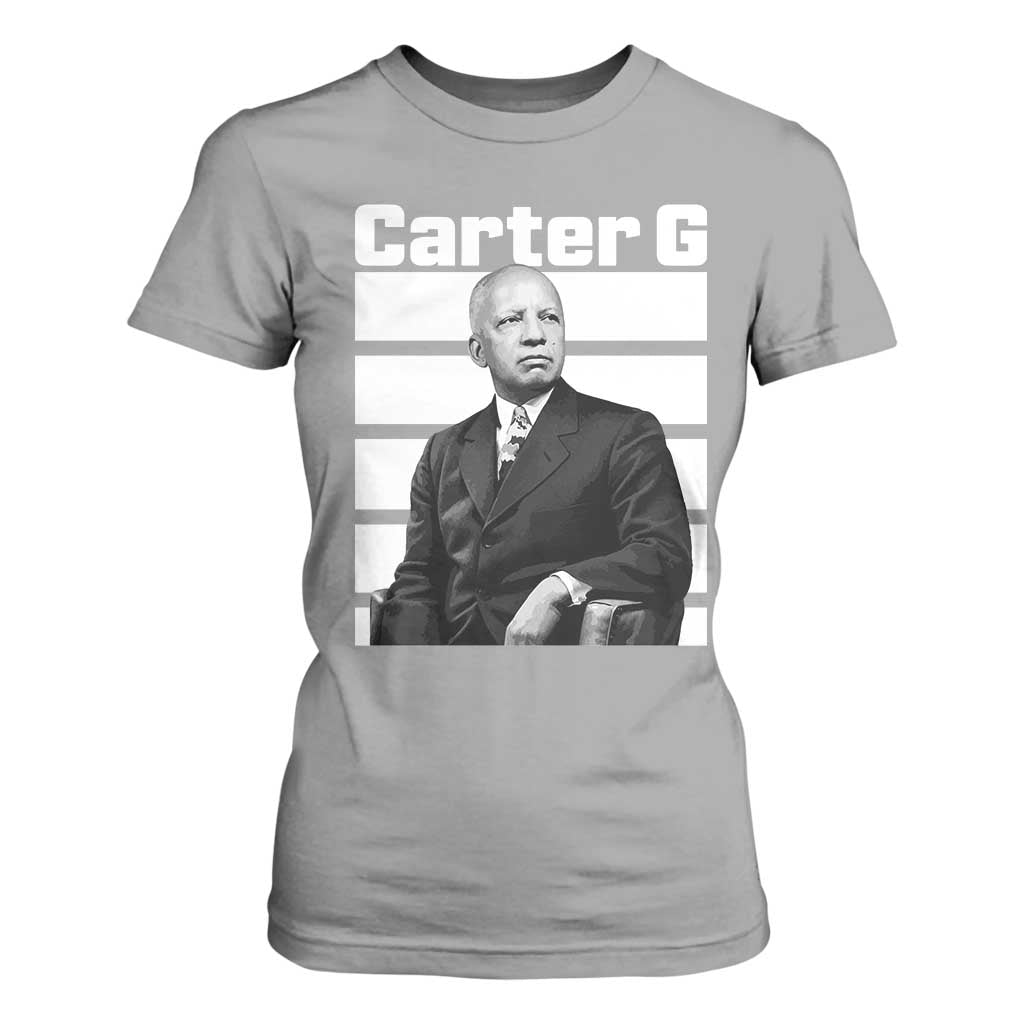 Inspiring Father of Black History Icon Portrait T Shirt For Women Carter G Civil Rights Legacy Supporter