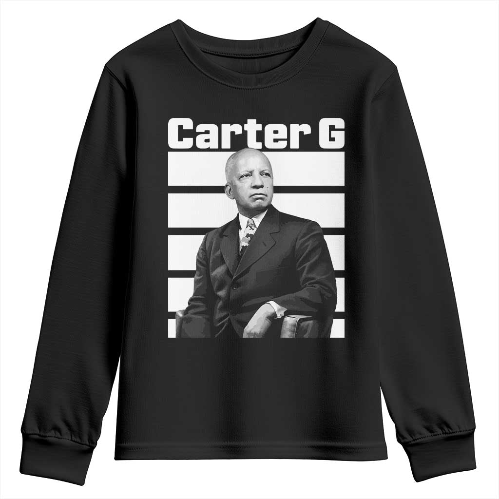 Inspiring Father of Black History Icon Portrait Youth Sweatshirt Carter G Civil Rights Legacy Supporter TS02 Black Print Your Wear