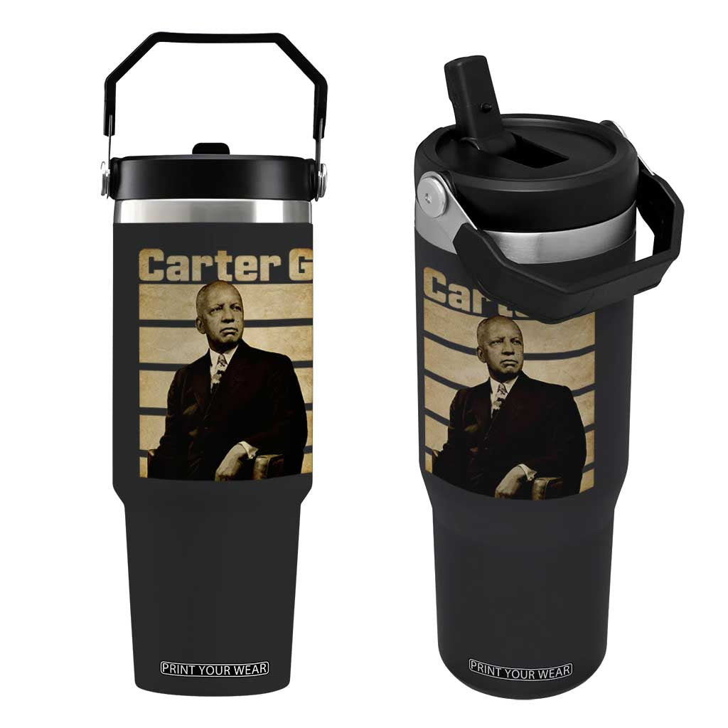 Inspiring Father of Black History Icon Vintage Portrait Flip Straw Tumbler Carter G Civil Rights Legacy Supporter TS02 One Size: 30 oz Black Print Your Wear