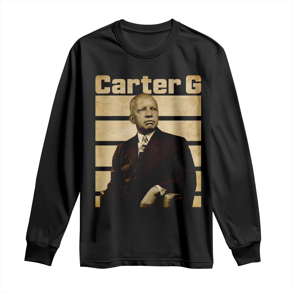 Inspiring Father of Black History Icon Vintage Portrait Long Sleeve Shirt Carter G Civil Rights Legacy Supporter TS02 Black Print Your Wear