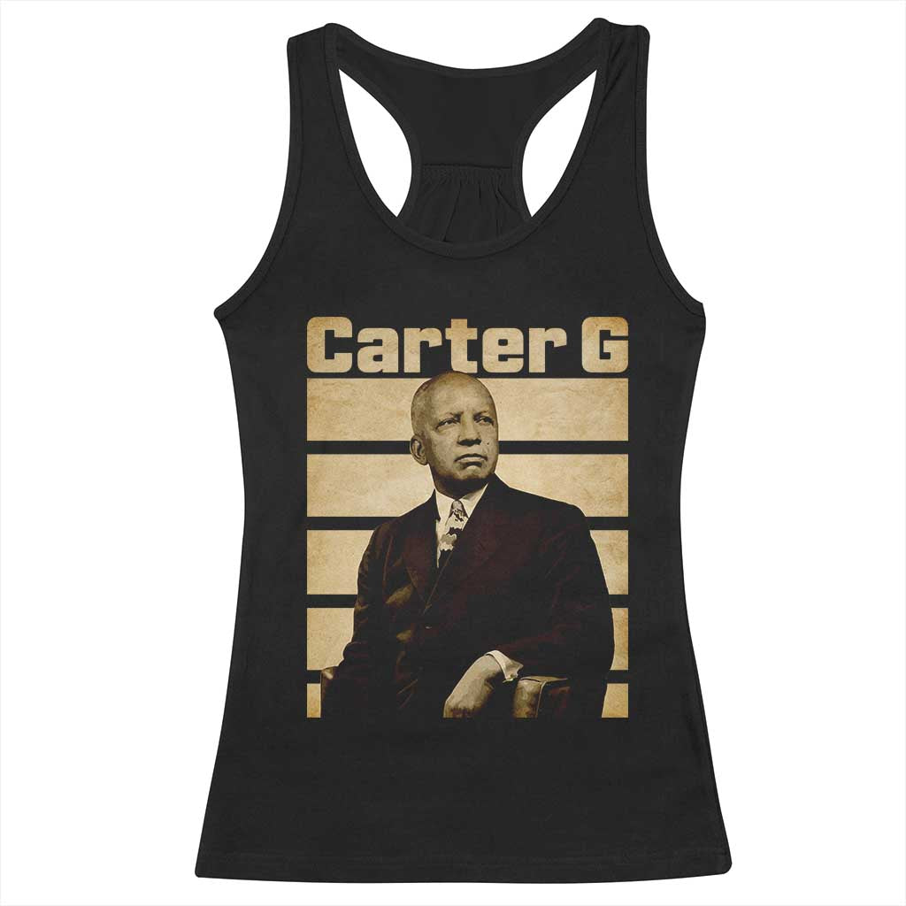 Inspiring Father of Black History Icon Vintage Portrait Racerback Tank Top Carter G Civil Rights Legacy Supporter TS02 Black Print Your Wear