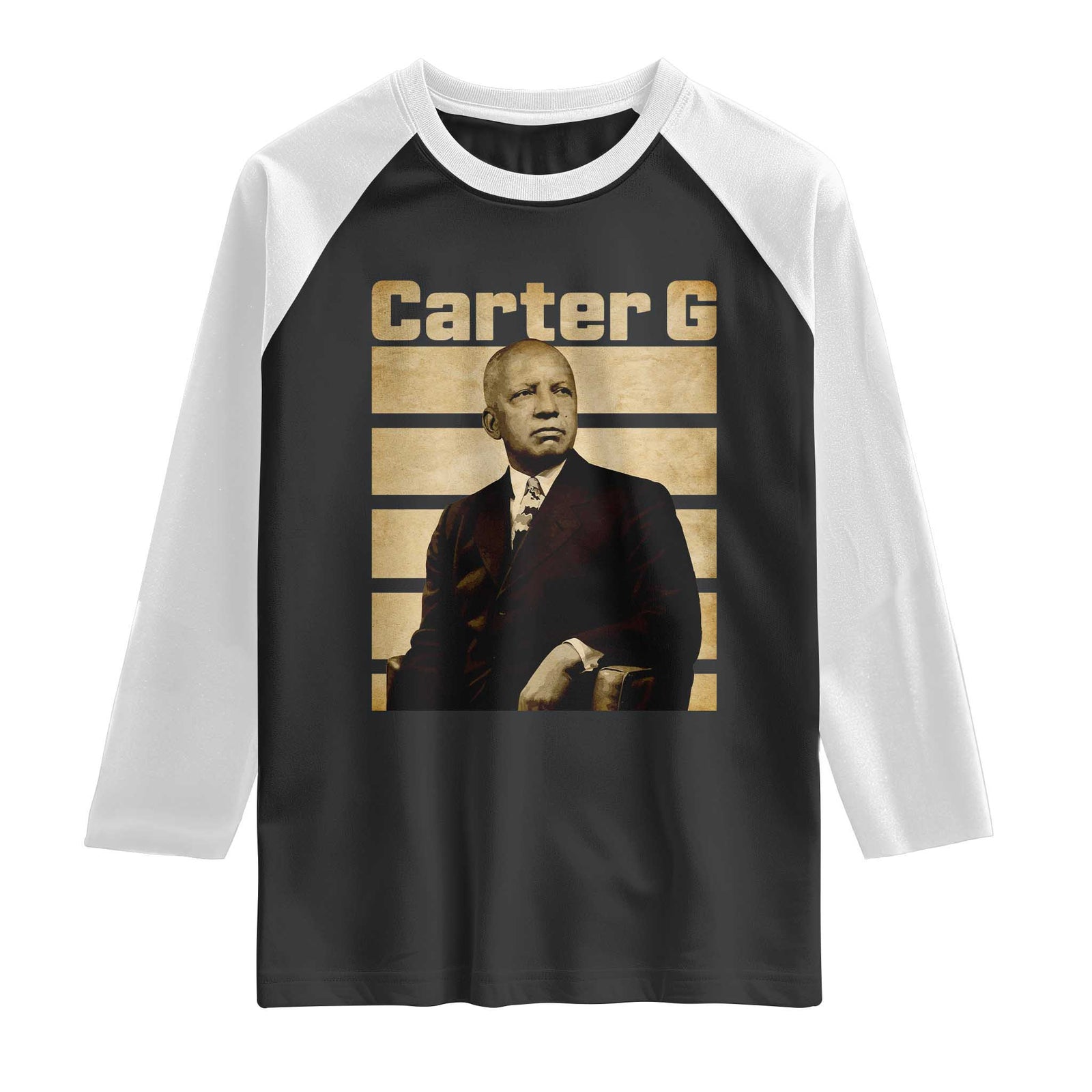 Inspiring Father of Black History Icon Vintage Portrait Raglan Shirt Carter G Civil Rights Legacy Supporter TS02 Black White Print Your Wear