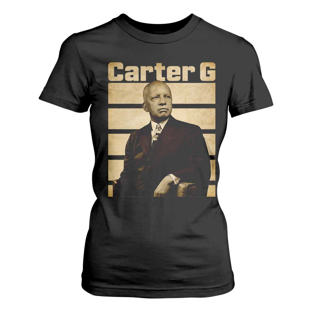 Inspiring Father of Black History Icon Vintage Portrait T Shirt For Women Carter G Civil Rights Legacy Supporter TS02 Black Print Your Wear