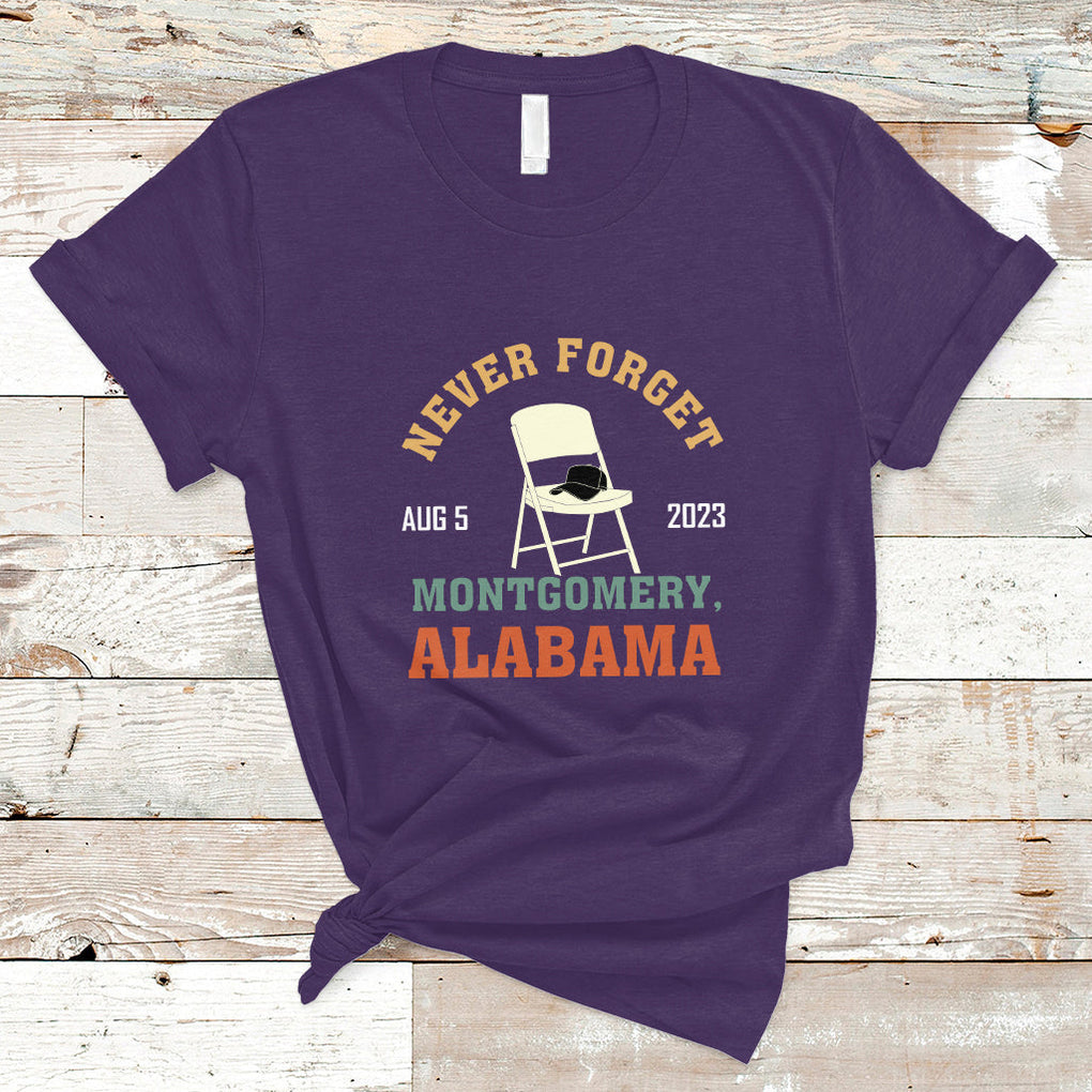 Montgomery Funny White Chair Folding Chair Never Forget T Shirt TS02 Purple Printyourwear