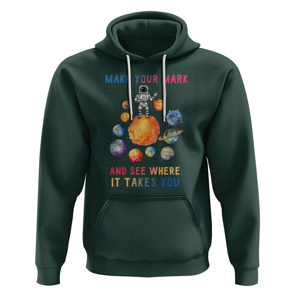 Dot Day Hoodie Polka Dot See Where It Takes You Astronaut Outer Space TS02 Dark Forest Green Printyourwear