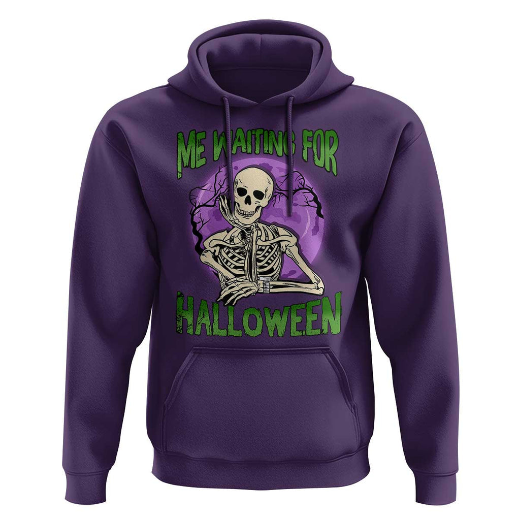 Funny Skeleton Hoodie Me Waiting For Halloween Skeleton Funny Halloween Costume TS02 Purple Print Your Wear