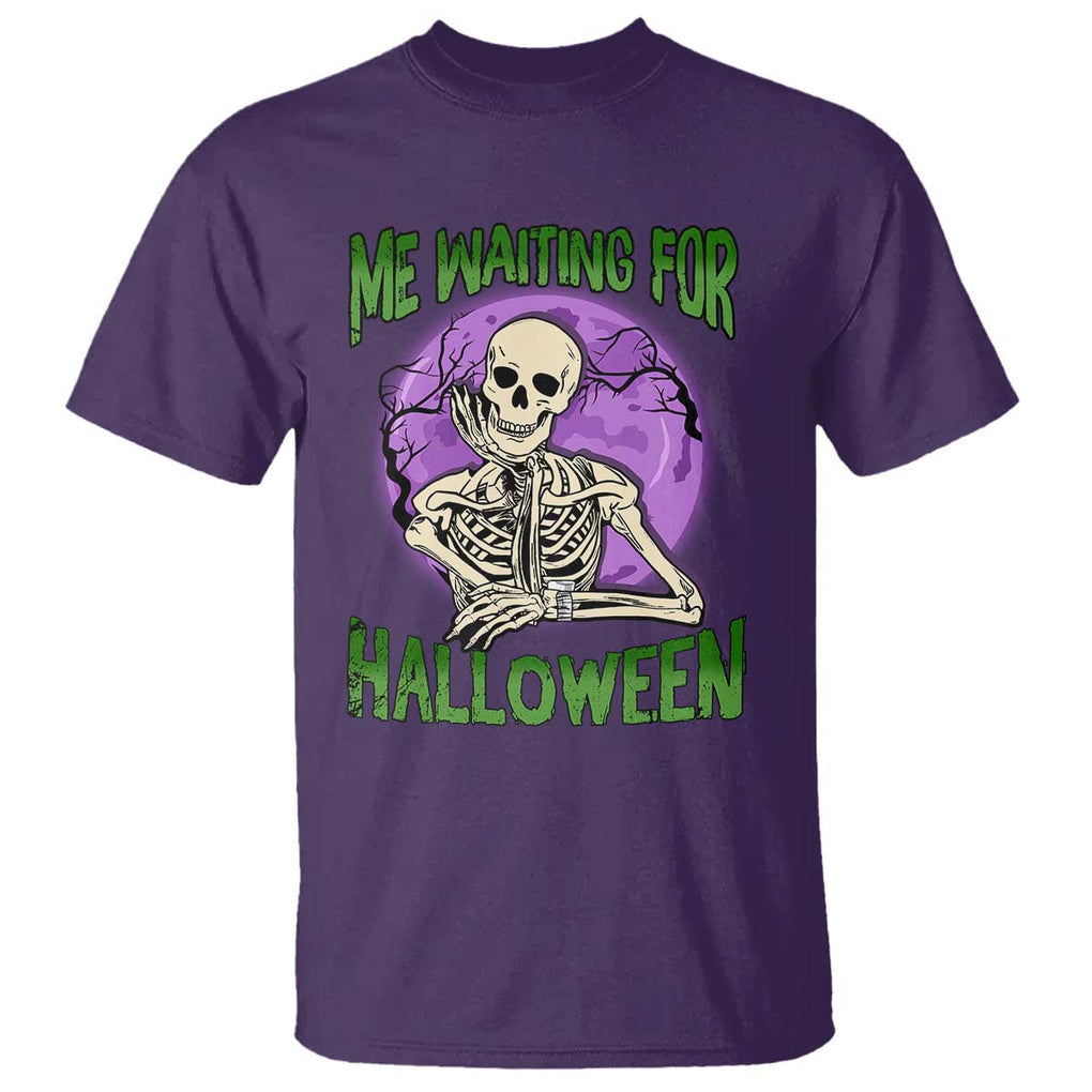 Funny Skeleton T Shirt Me Waiting For Halloween Skeleton Funny Halloween Costume TS02 Purple Print Your Wear