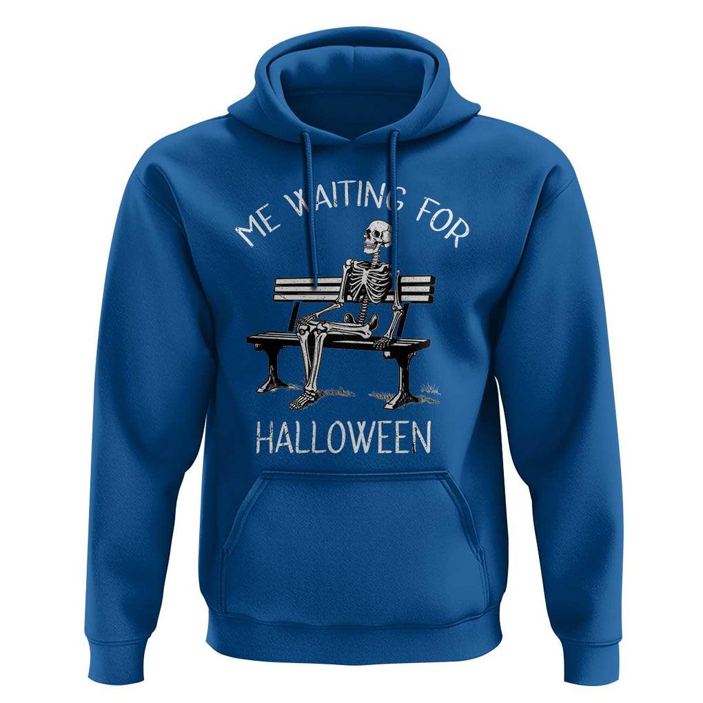 Funny Skeleton Hoodie Me Waiting For Halloween Skeleton Lover Halloween Costume TS02 Royal Blue Print Your Wear