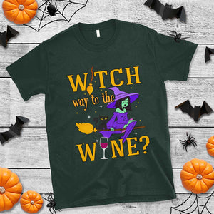Halloween Witch T Shirt Witch Way To The Wine Halloween Drinking for Wiccan Witches TS02 Dark Forest Green Print Your Wear