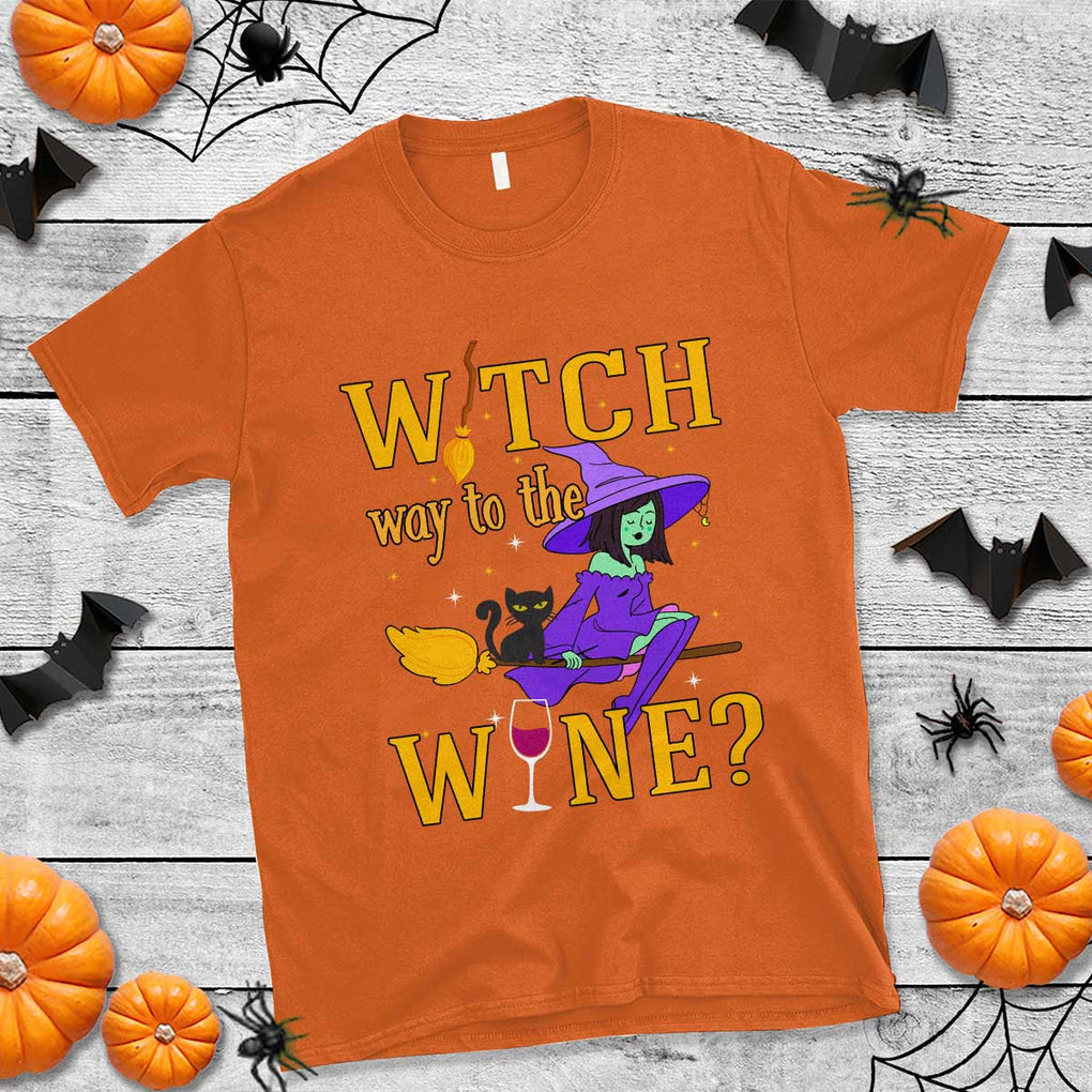 Halloween Witch T Shirt Witch Way To The Wine Halloween Drinking for Wiccan Witches TS02 Orange Print Your Wear