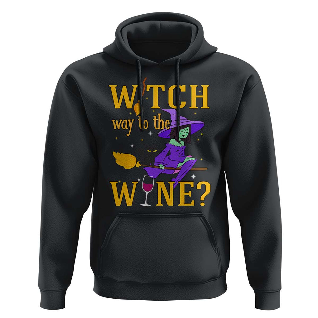 Halloween Witch Hoodie Witch Way To The Wine Halloween Drinking for Wiccan Witches TS02 Black Print Your Wear