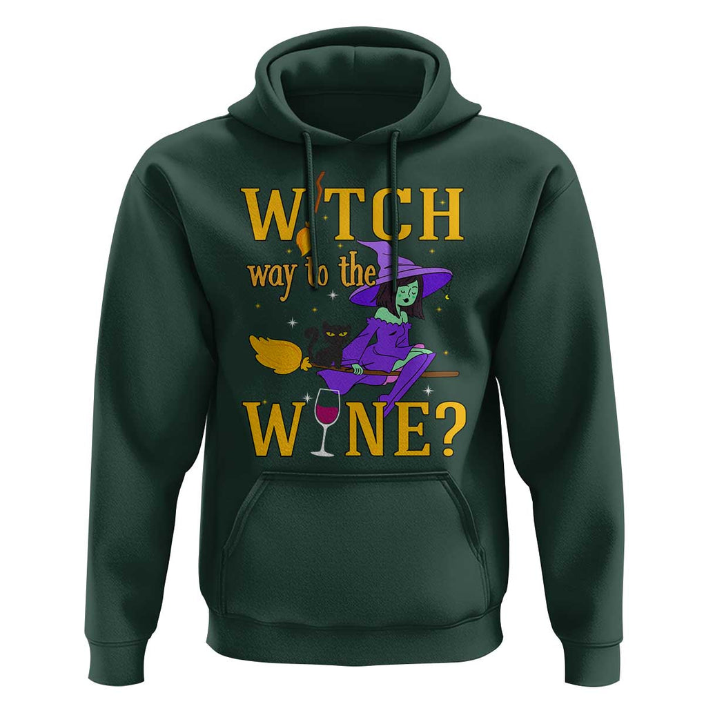 Halloween Witch Hoodie Witch Way To The Wine Halloween Drinking for Wiccan Witches TS02 Dark Forest Green Print Your Wear