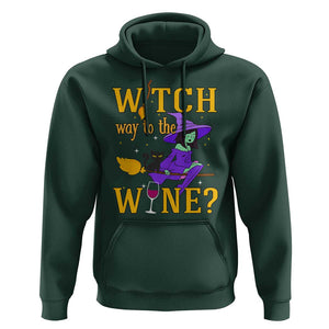 Halloween Witch Hoodie Witch Way To The Wine Halloween Drinking for Wiccan Witches TS02 Dark Forest Green Print Your Wear