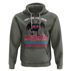 Funny Mothman Hoodie Part Man Part Moth Harbinger Of Doom Point Pleasent WV TS02 Military Green Printyourwear