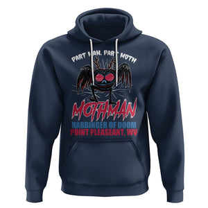 Funny Mothman Hoodie Part Man Part Moth Harbinger Of Doom Point Pleasent WV TS02 Navy Printyourwear