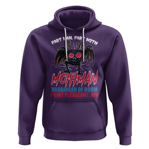 Funny Mothman Hoodie Part Man Part Moth Harbinger Of Doom Point Pleasent WV TS02 Purple Printyourwear