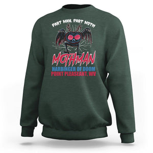 Funny Mothman Sweatshirt Part Man Part Moth Harbinger Of Doom Point Pleasent WV TS02 Dark Forest Green Printyourwear