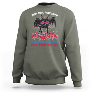 Funny Mothman Sweatshirt Part Man Part Moth Harbinger Of Doom Point Pleasent WV TS02 Military Green Printyourwear