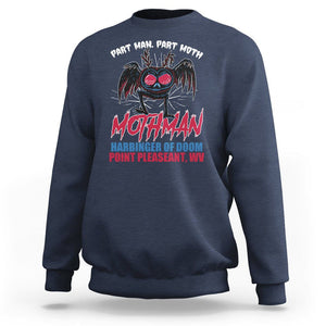 Funny Mothman Sweatshirt Part Man Part Moth Harbinger Of Doom Point Pleasent WV TS02 Navy Printyourwear