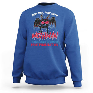 Funny Mothman Sweatshirt Part Man Part Moth Harbinger Of Doom Point Pleasent WV TS02 Royal Blue Printyourwear