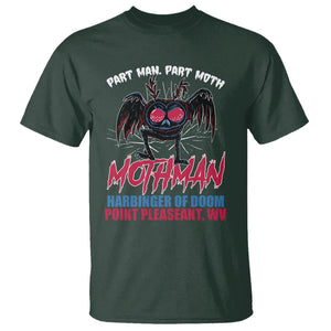 Funny Mothman T Shirt Part Man Part Moth Harbinger Of Doom Point Pleasent WV TS02 Dark Forest Green Printyourwear