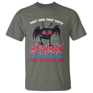 Funny Mothman T Shirt Part Man Part Moth Harbinger Of Doom Point Pleasent WV TS02 Military Green Printyourwear