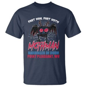 Funny Mothman T Shirt Part Man Part Moth Harbinger Of Doom Point Pleasent WV TS02 Navy Printyourwear