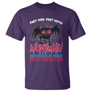 Funny Mothman T Shirt Part Man Part Moth Harbinger Of Doom Point Pleasent WV TS02 Purple Printyourwear
