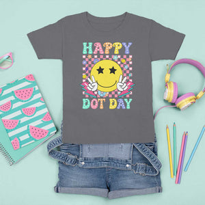 Happy Dot Day T Shirt For Kid Cute Smile Face Retro Groovy TS02 Charcoal Print Your Wear