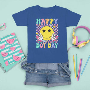 Happy Dot Day T Shirt For Kid Cute Smile Face Retro Groovy TS02 Royal Blue Print Your Wear