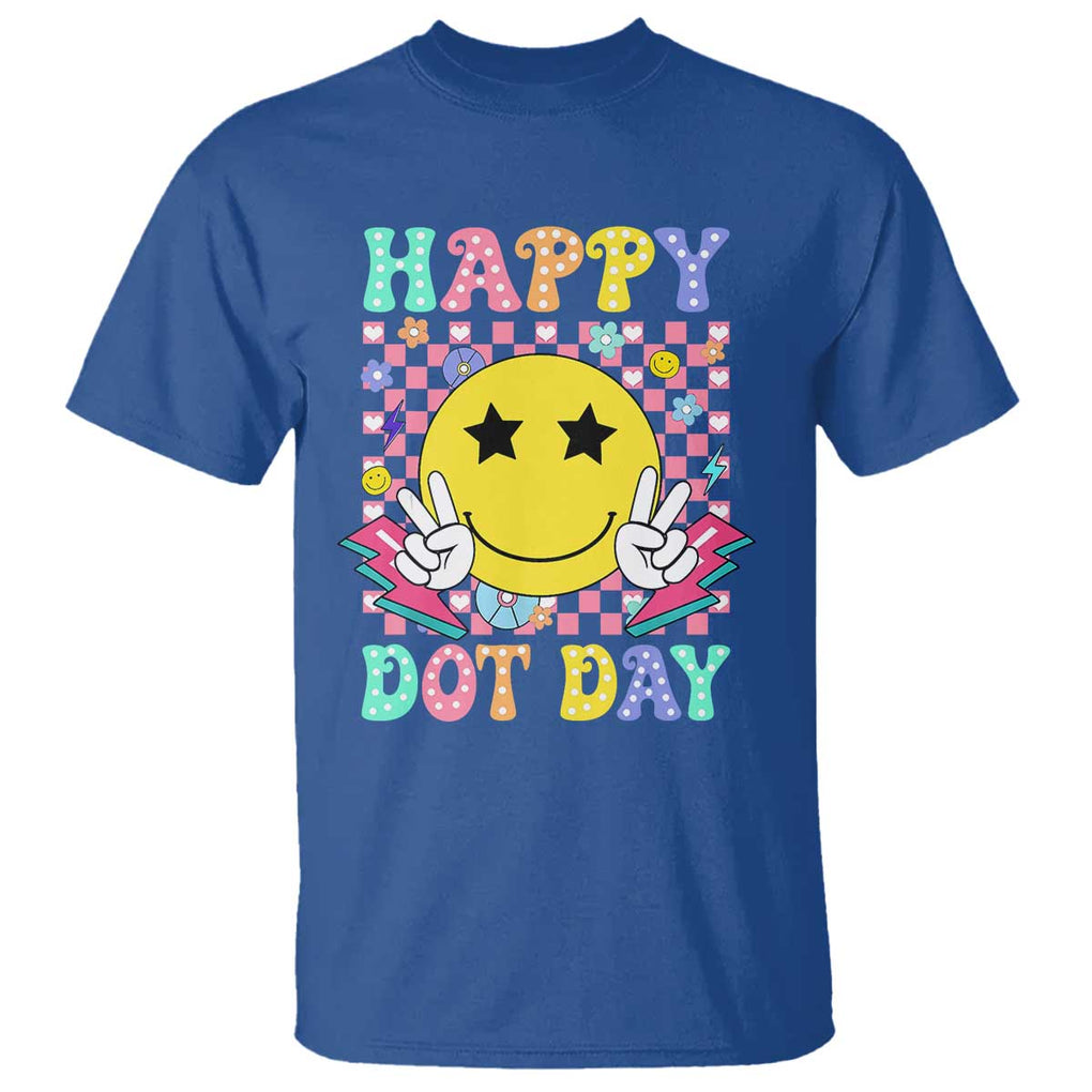 Happy Dot Day T Shirt Cute Smile Face Retro Groovy TS02 Royal Blue Print Your Wear