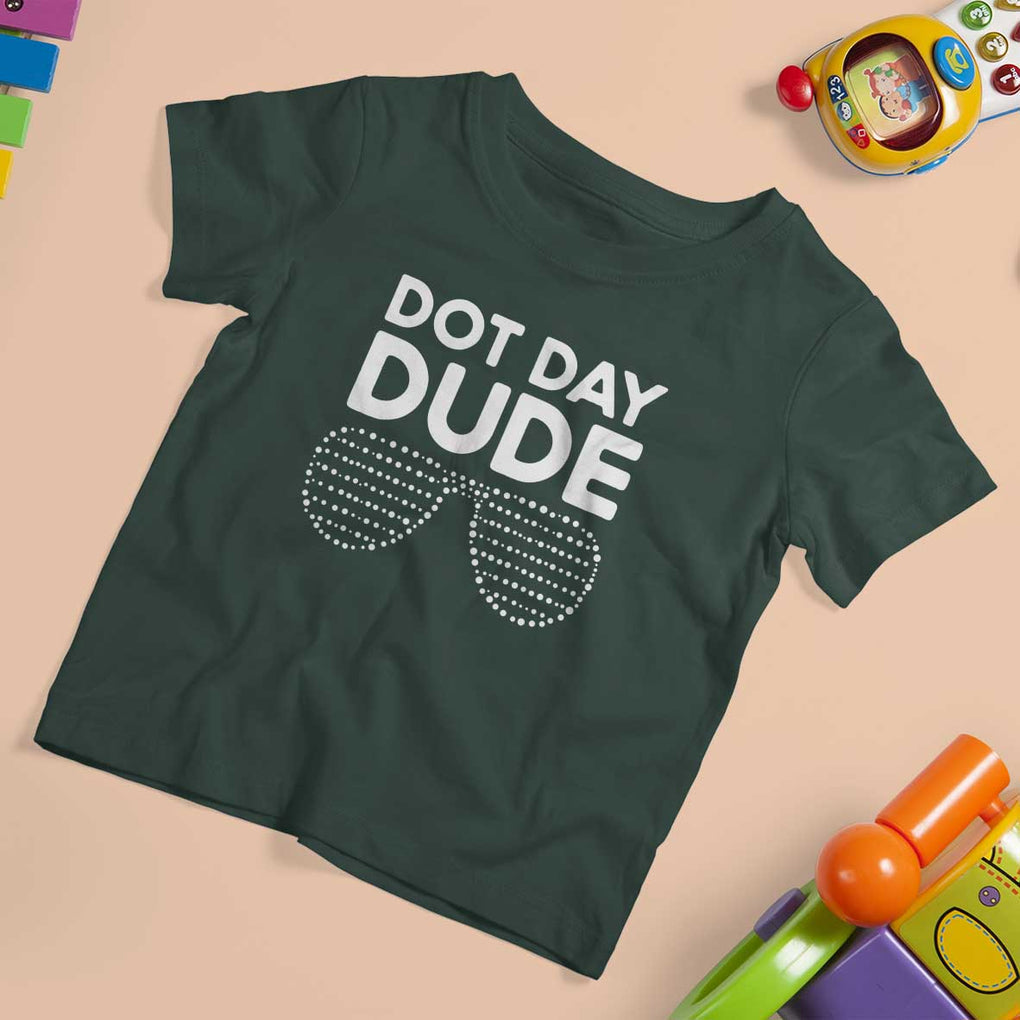 Dot Day Dude T Shirt For Kid Simple Cool Glasses Dots TS02 Dark Forest Green Print Your Wear