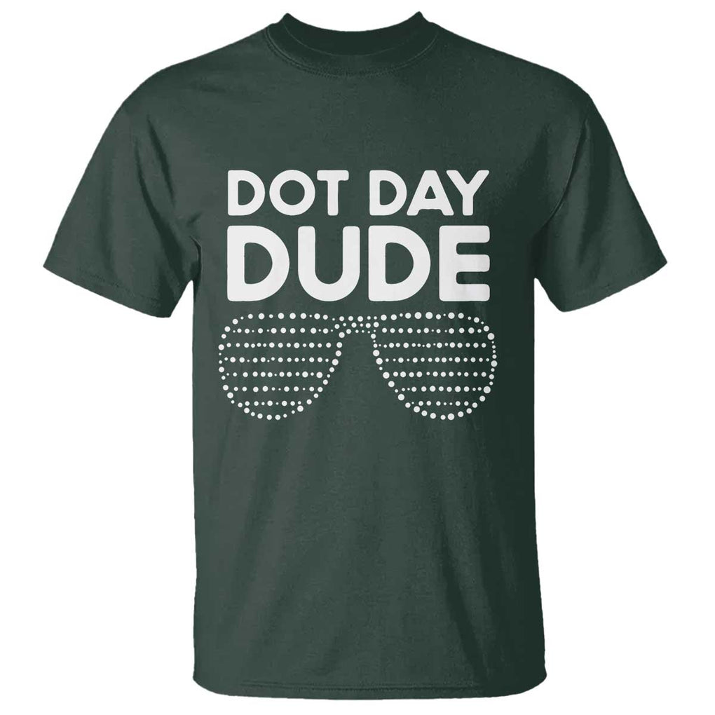 Dot Day Dude T Shirt Simple Cool Glasses Dots TS02 Dark Forest Green Print Your Wear