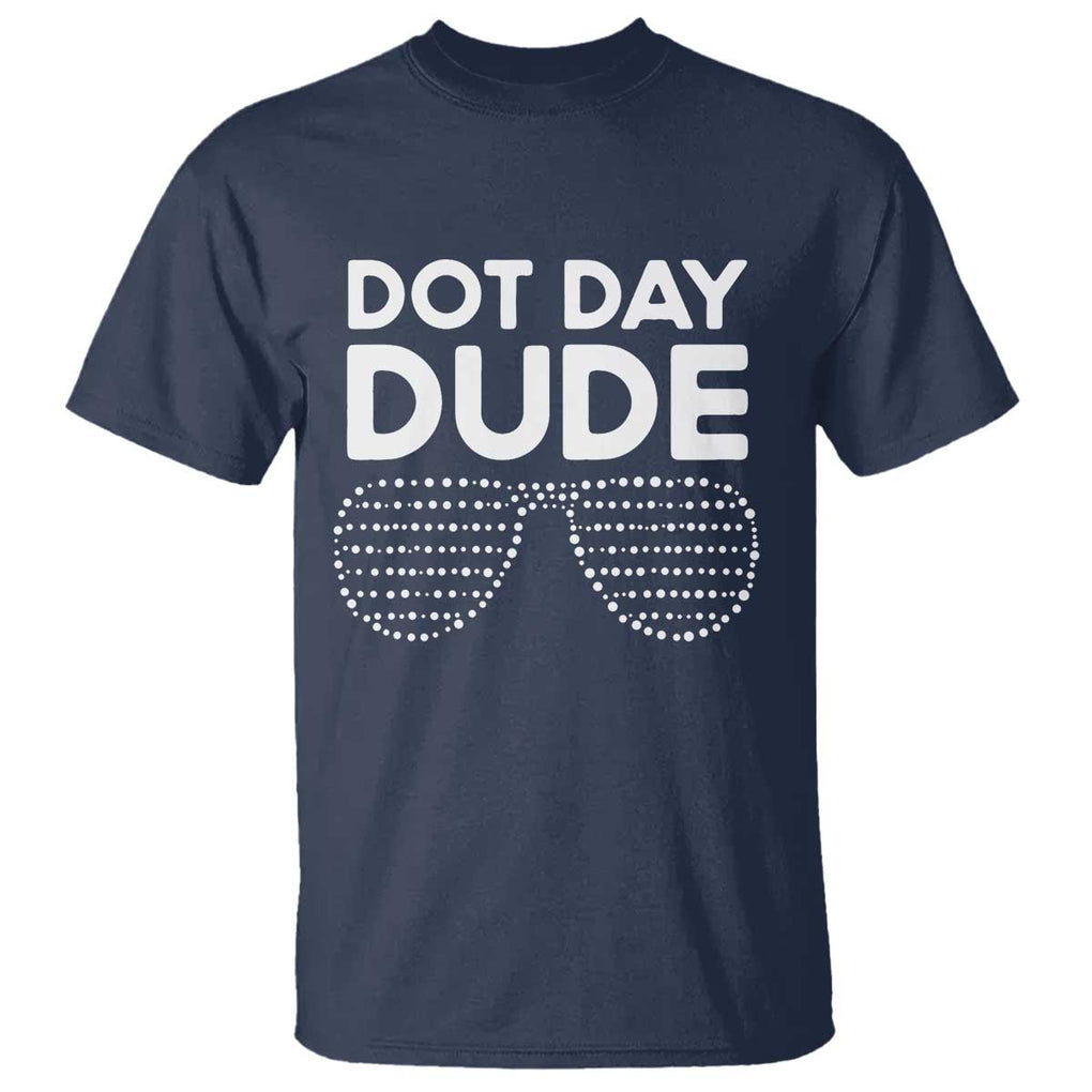 Dot Day Dude T Shirt Simple Cool Glasses Dots TS02 Navy Print Your Wear
