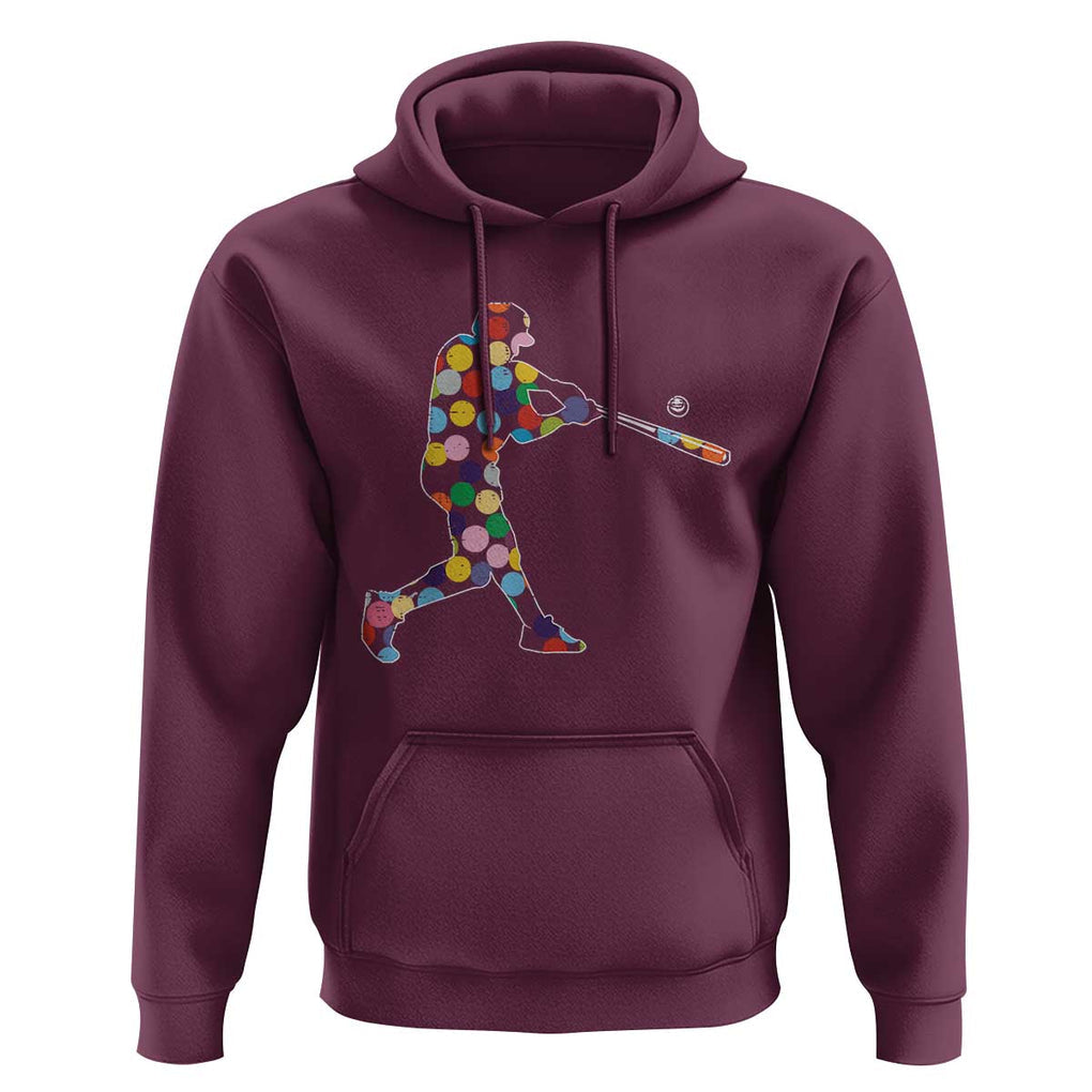 Happy Dot Day Hoodie Polka Dots Art Baseball Player TS02 Maroon Print Your Wear