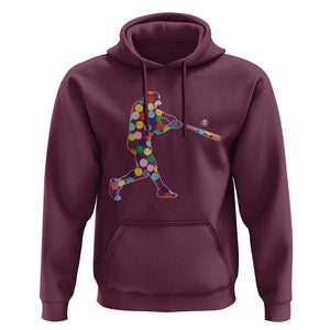 Happy Dot Day Hoodie Polka Dots Art Baseball Player TS02 Maroon Print Your Wear