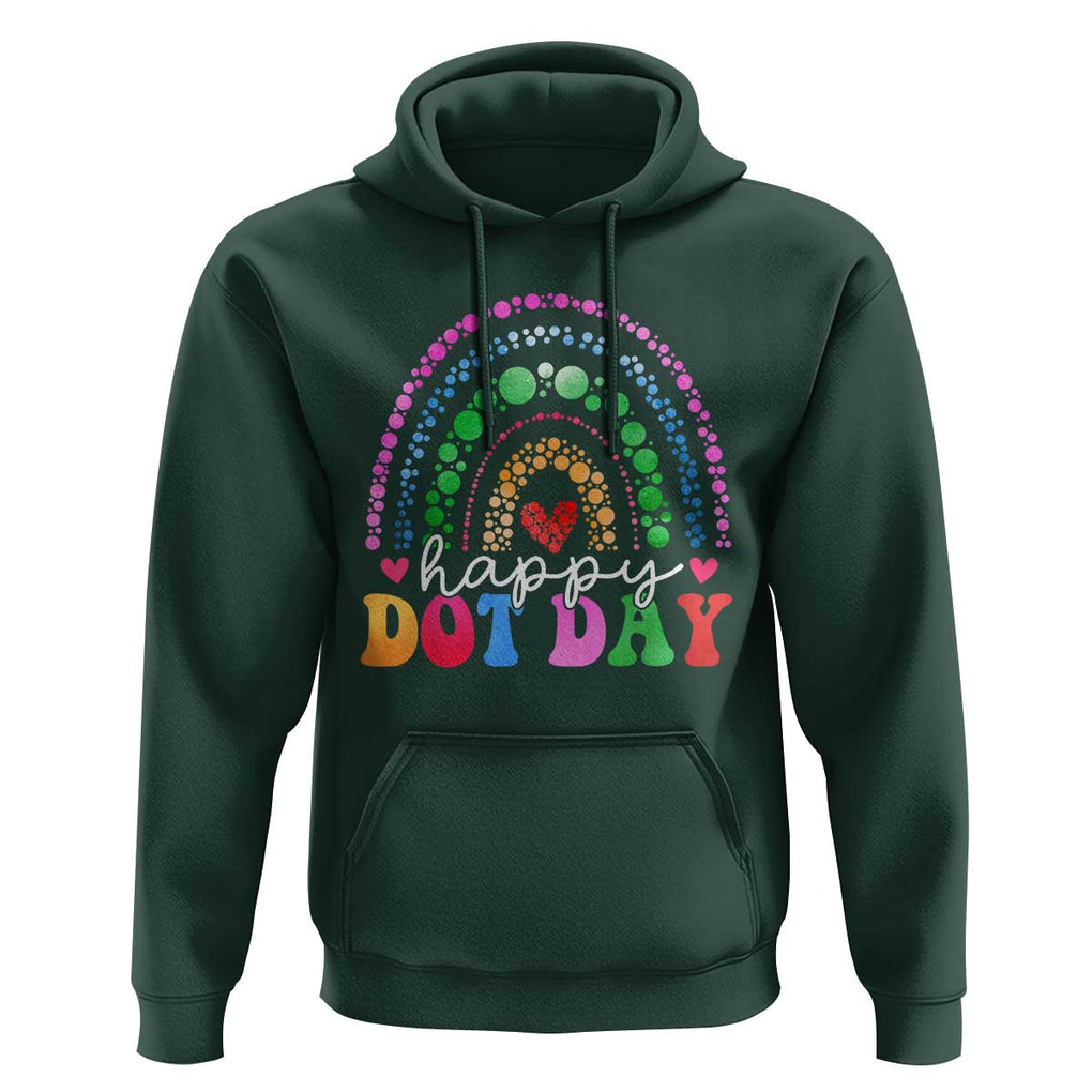 Happy Dot Day Hoodie Retro Rainbow TS02 Dark Forest Green Print Your Wear