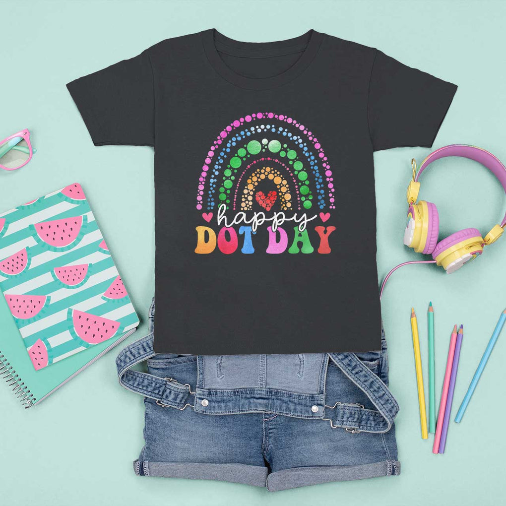 Happy Dot Day T Shirt For Kid Retro Rainbow TS02 Black Print Your Wear