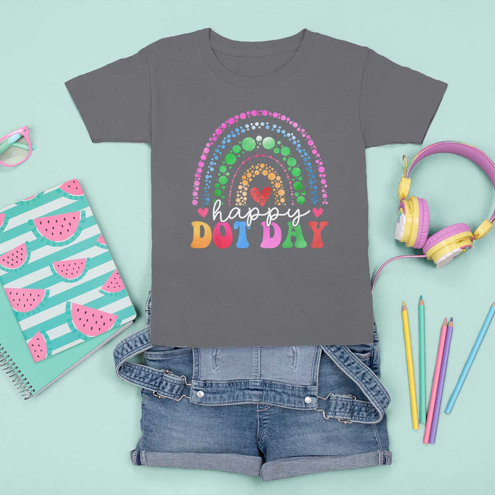 Happy Dot Day T Shirt For Kid Retro Rainbow TS02 Charcoal Print Your Wear