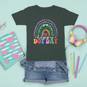 Happy Dot Day T Shirt For Kid Retro Rainbow TS02 Dark Forest Green Print Your Wear