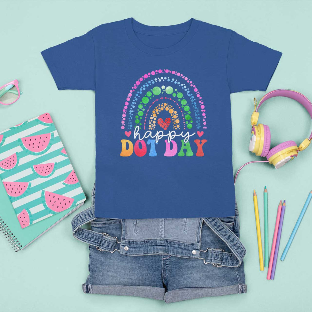 Happy Dot Day T Shirt For Kid Retro Rainbow TS02 Royal Blue Print Your Wear