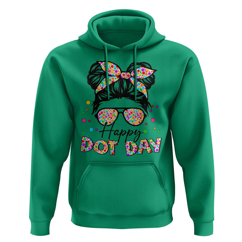 Happy Dot Day Messy Bun Girl Hoodie Colorful Polka Dots TS02 Irish Green Print Your Wear