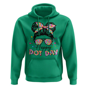 Happy Dot Day Messy Bun Girl Hoodie Colorful Polka Dots TS02 Irish Green Print Your Wear