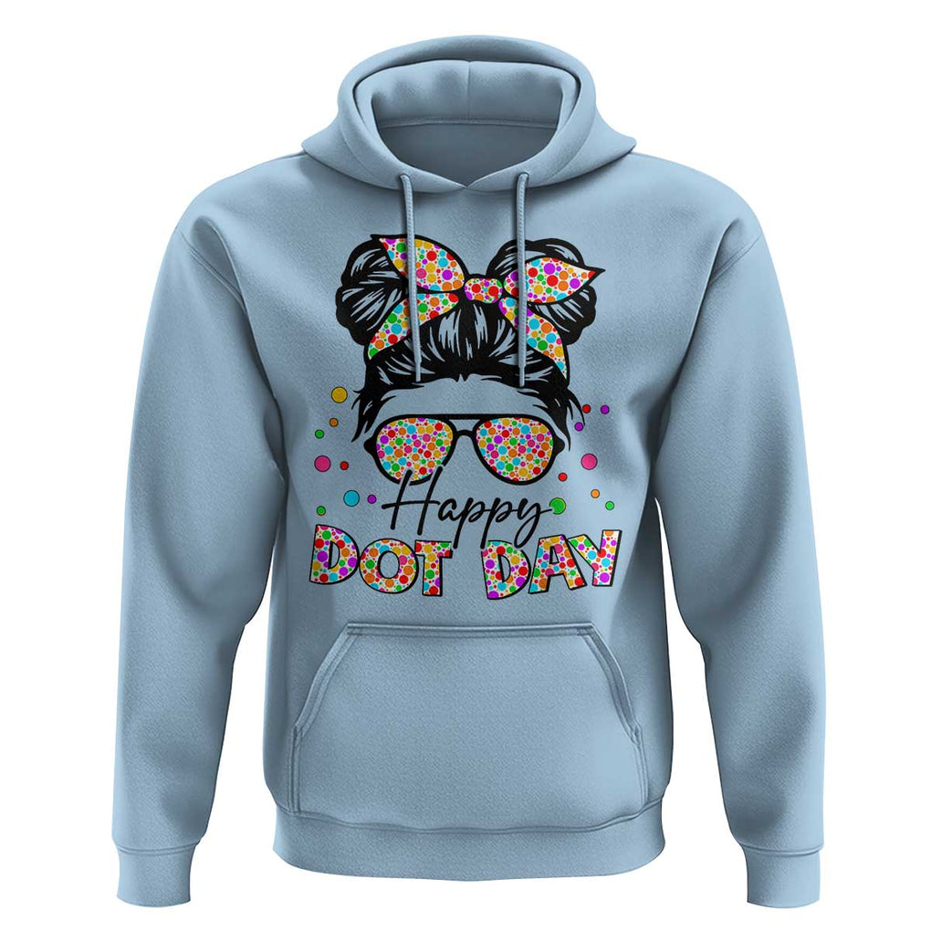 Happy Dot Day Messy Bun Girl Hoodie Colorful Polka Dots TS02 Light Blue Print Your Wear