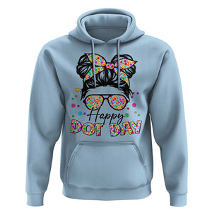 Happy Dot Day Messy Bun Girl Hoodie Colorful Polka Dots TS02 Light Blue Print Your Wear