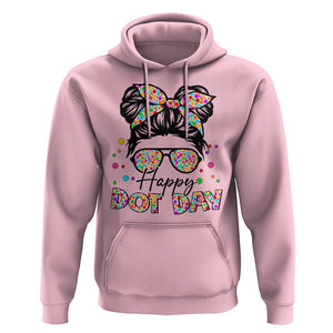 Happy Dot Day Messy Bun Girl Hoodie Colorful Polka Dots TS02 Light Pink Print Your Wear