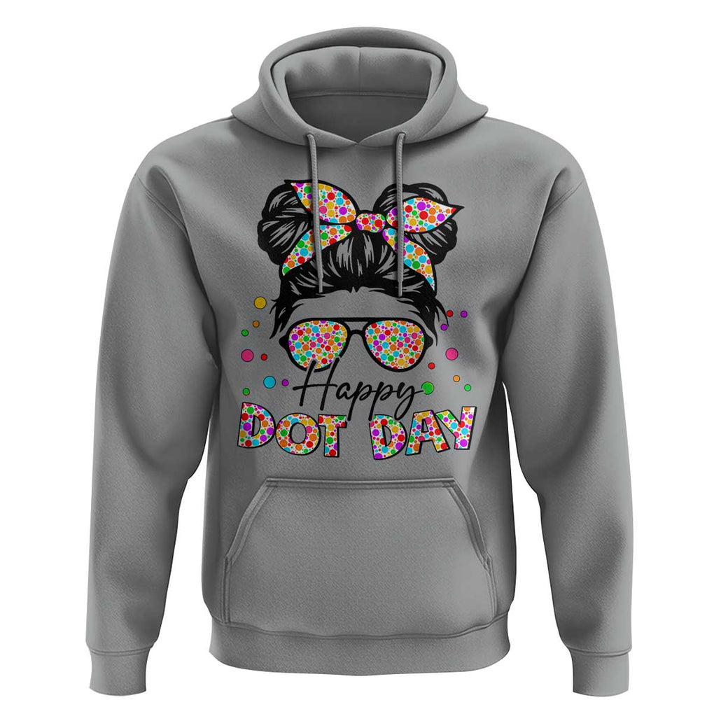 Happy Dot Day Messy Bun Girl Hoodie Colorful Polka Dots TS02 Sport Gray Print Your Wear
