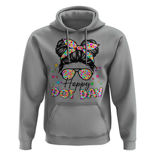 Happy Dot Day Messy Bun Girl Hoodie Colorful Polka Dots TS02 Sport Gray Print Your Wear