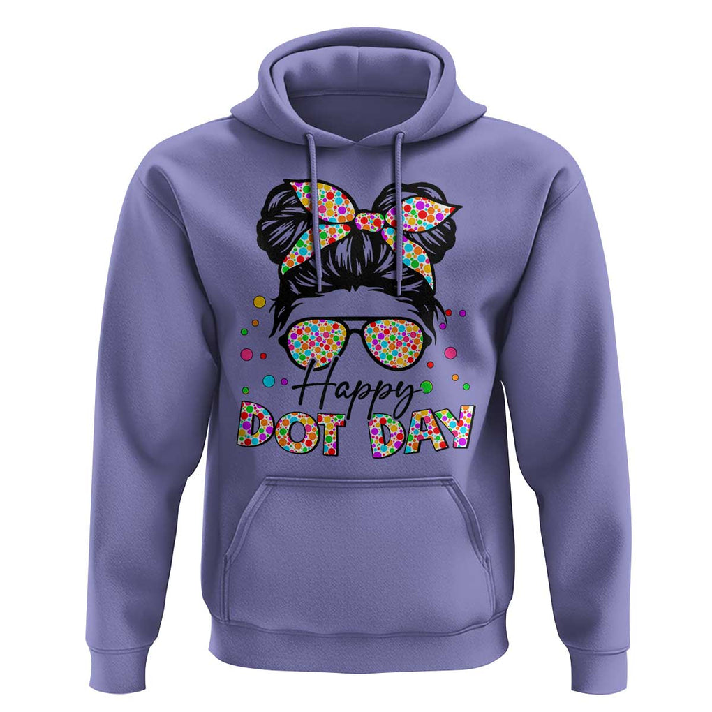 Happy Dot Day Messy Bun Girl Hoodie Colorful Polka Dots TS02 Violet Print Your Wear